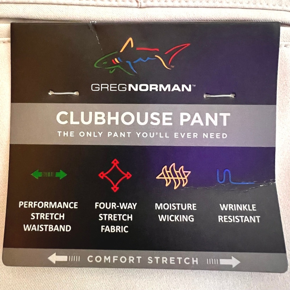 Greg Norman Mens Clubhouse Golf Pants 38x30 Stone White Stretch G7XSP750 NEW - Picture 5 of 9